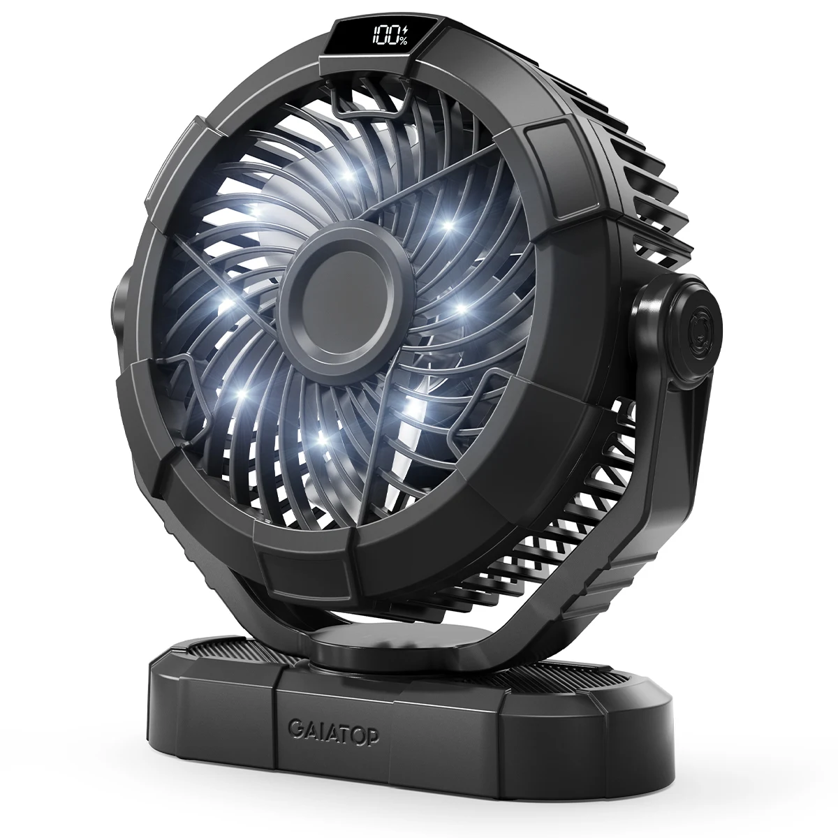 Portable Camping Fan with LED Lantern 4000mAh 7 Inch Rechargeable Outdoor Tent Fan 360 Head Rotation