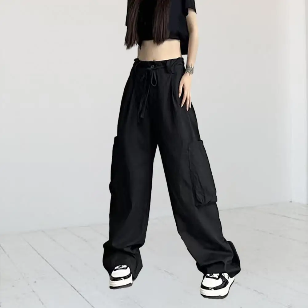 

Women Cargo Pants Hip Hop High Waist Oversized Drawstring Streetwear Wide Led Multi Pockets Women Summer Trousers Female Clothes