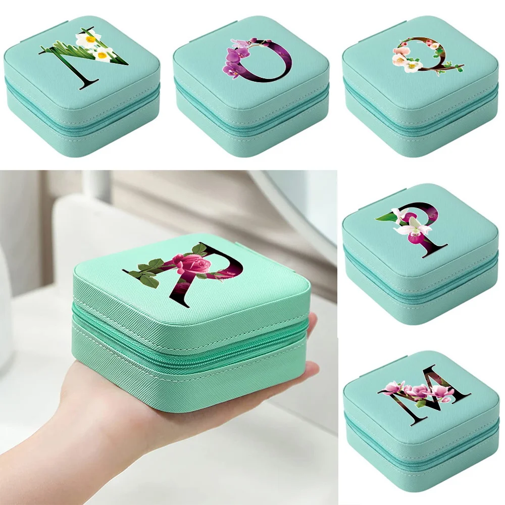 1pcs Single Layer Jewelry Storage Box Flower Color Pattern Ladies Fashion Travel Hand Leather Box Classic Pure Green Storage Box new shoulder strap wider adjustable colorful stripe pattern ladies crossbody diy thickened fashion nylon bag strap accessories