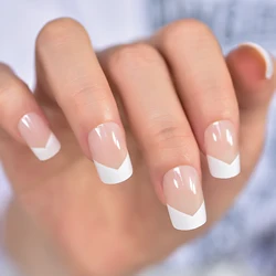 Oval Acrylic French Nail Kit - Medium Length Grace Oval Fake Nails with 24 Tips (L6530)