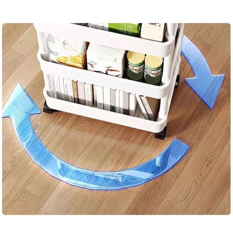 Plastic Storage Rack Storage Rack Storage Cart Small Cart Rack Multilayer Kitchen Floor Good Movable Snack Toilet Storage Multifunctional Household Good