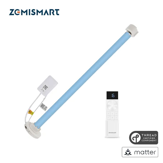 มอเตอร์ม่านม้วนอัจฉริยะ Zemismart Matter Thread สำหรับท่อขนาด 20/25/28 มม. แบตเตอรี่ในตัว รองรับการใช้งานกับ Apple HomeKit และ Google Home 1