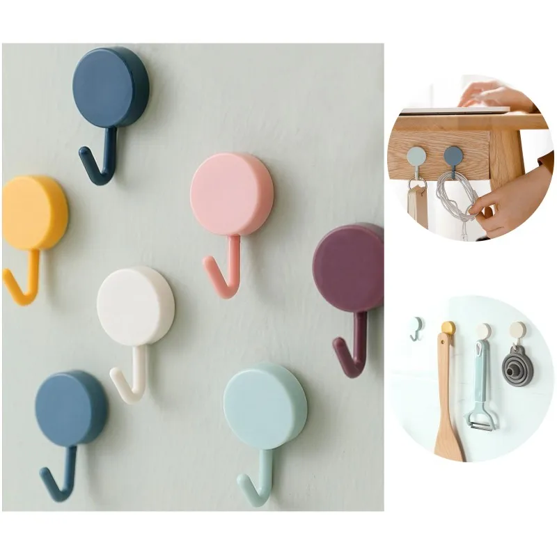 

50pcs Strong Self adhesiveHook Kitchen Bathroom Hook non-marking Kitchen Hook Household Wall Hanging Door Hook Multifunctional