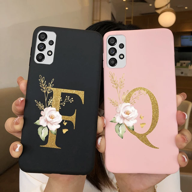 For Samsung Galaxy A52 5G A52S Case Cute Flower Letters Bumper Soft  Silicone Back Cover For