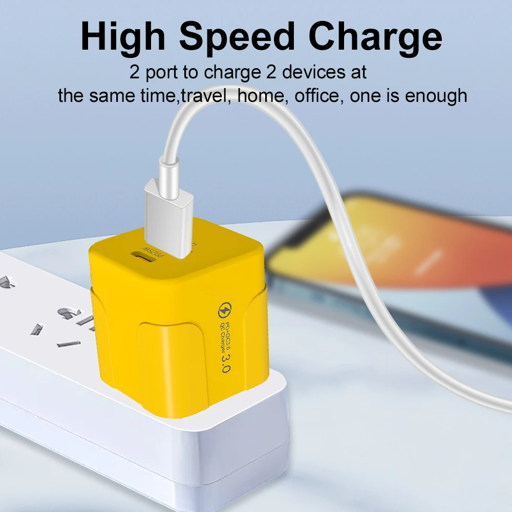 PD 25W USB C Fast Charger for iPhone Xiaomi Huawei Samsung EU/US/UK Plug Mini 2 Ports Travel Plug Phone Fast Charging Adapter
