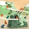 Dinosaurs Climbing Slide Light Up Music Stairs Toy With 6Pcs Dinosaur Alloy Race Cars,Puzzle Fun Electric Slide Track Toy Car 1