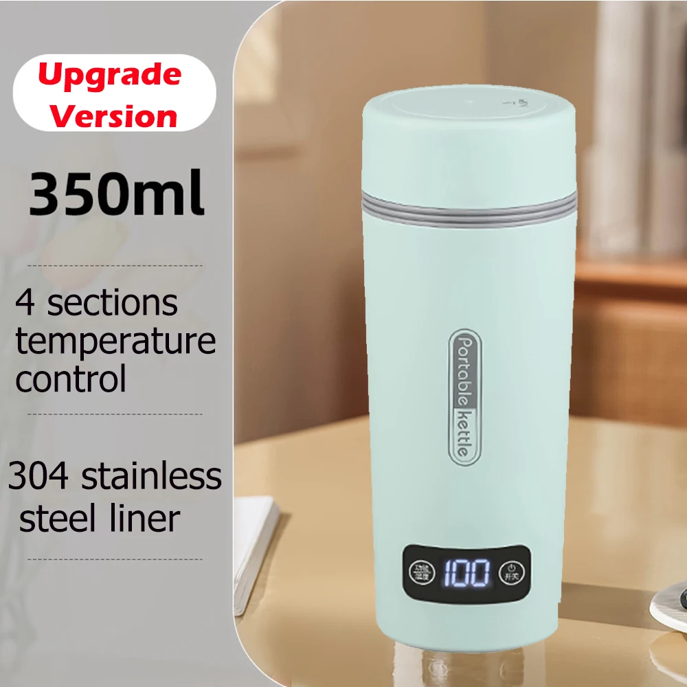 Small 350ML Travel Portable Electric Kettle, One Cup Mini Hot Water Maker  with Auto Keep Warm, Fast Heating 304 Stainless Steel Electric Kettle with