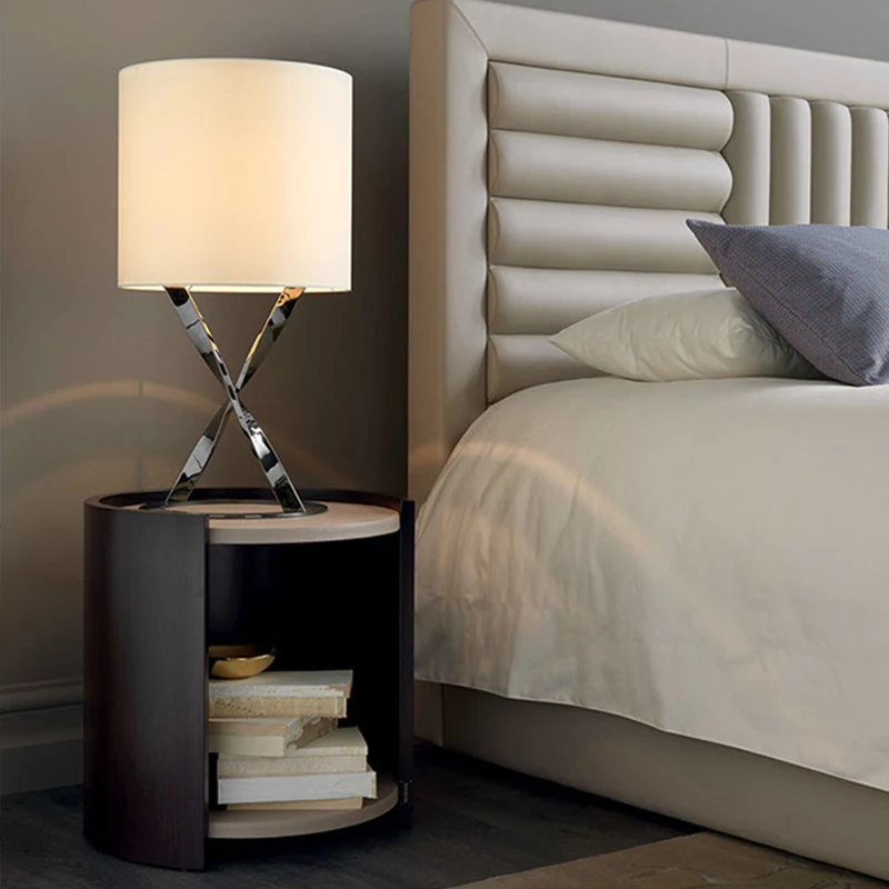 Light luxury furniture customization Italian rear bedroom cabinet bedside table modern light free installation |