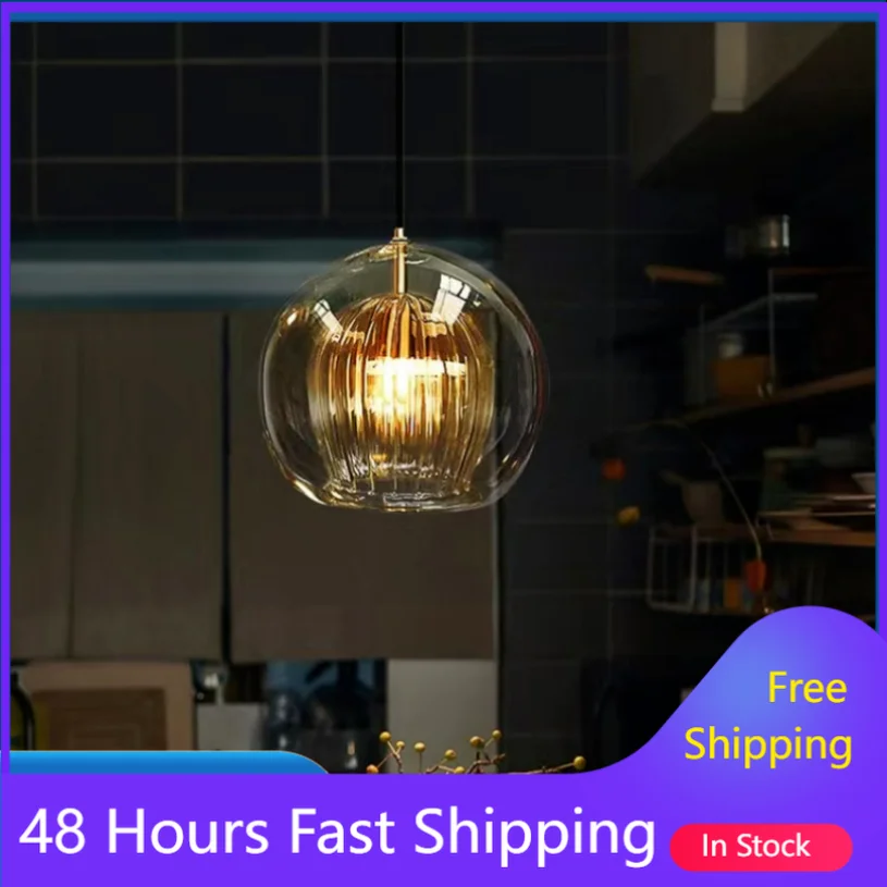 

Glass Pendant Light Kitchen Bedroom Bedside Decoration Hanging Lamp Restaurant Bathroom Ceiling Chandeliers Modern Decor Lustres