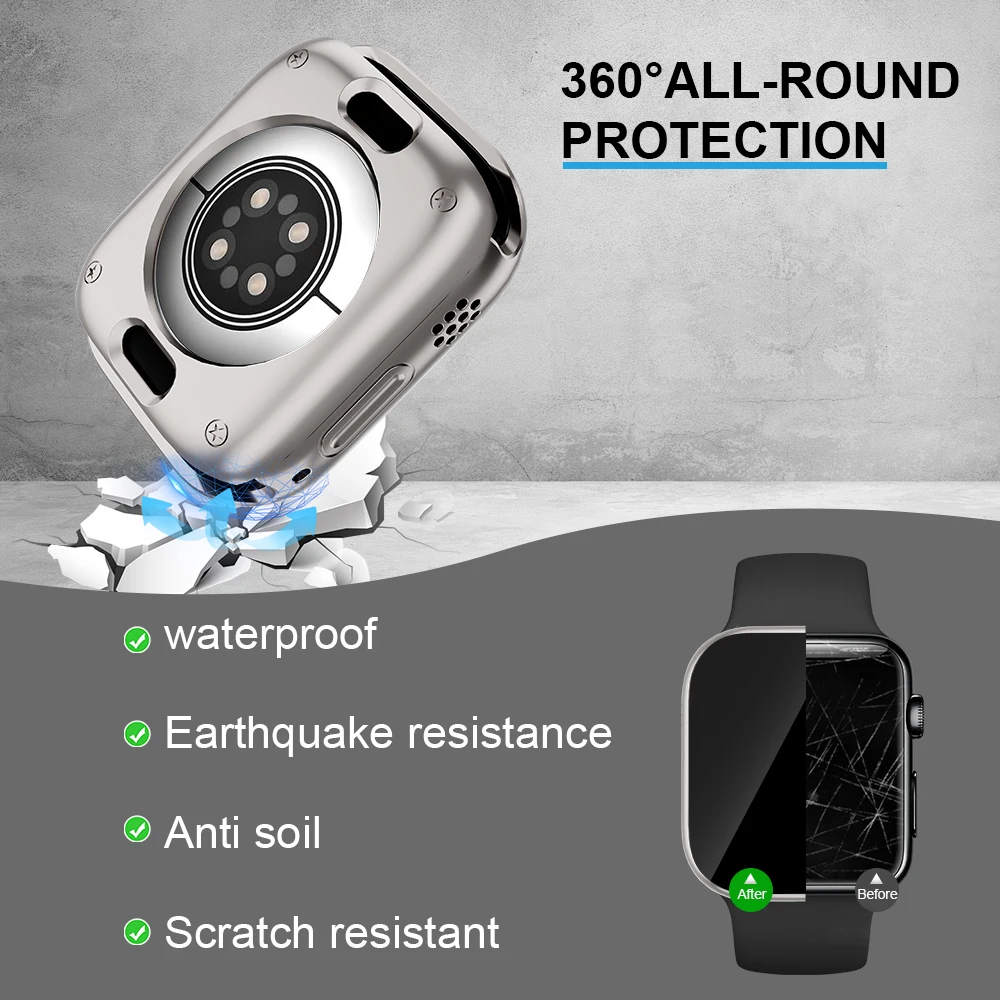 Premium 360° Bumper Tempered Glass Cover for Smartwatch - 46mm/42mm Screen Protector