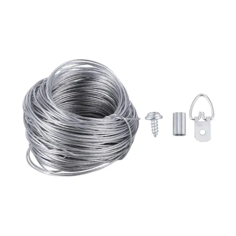 Description Picture 2 of item30.5M Rubberized Wire Rope and 20sets Photo Frame Hanging Photo Heavy Duty Hangers Kit Picture Hangers Frame Hangers Set