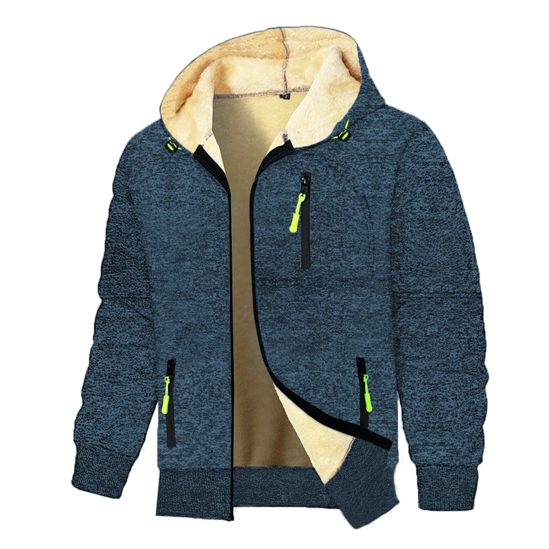 Animal Game Casual Hooded Jackets for Men Heavyweight Fleece Sweatshirts Thick Sherpa Lined Zipper Coats Thick Workout Hoodies