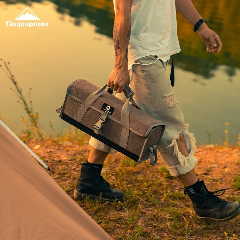 CAMPINGMOON Outdoor Camping Portable Camping BagMulti-Function Gears Picnic Barbecue Portable Handles Canvas Storage Bag