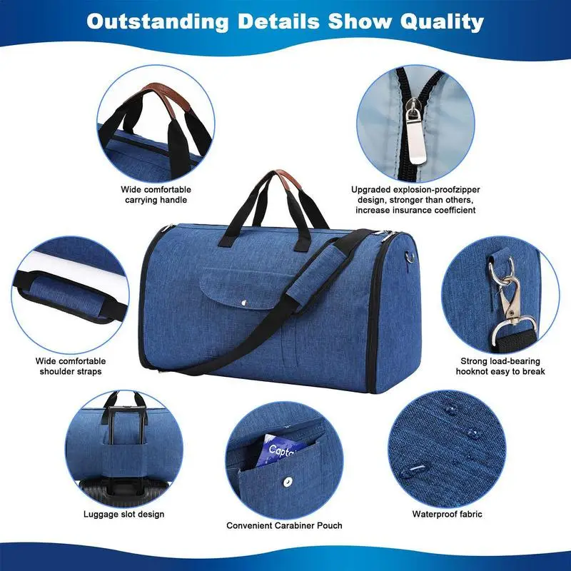 Travel Garment Bag Convertible Overnight Clothing Suitcase Waterproof Duffle Bag For Suit Shirts Dress Shoes Underwear Socks 4