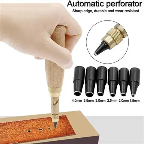 Adjustable Hole Punch Screw Craft Removable Book Drill Auto Tool With 6Size  Tip 1.5-4mm Automatic Belts Screw Punch Leather Tool - AliExpress