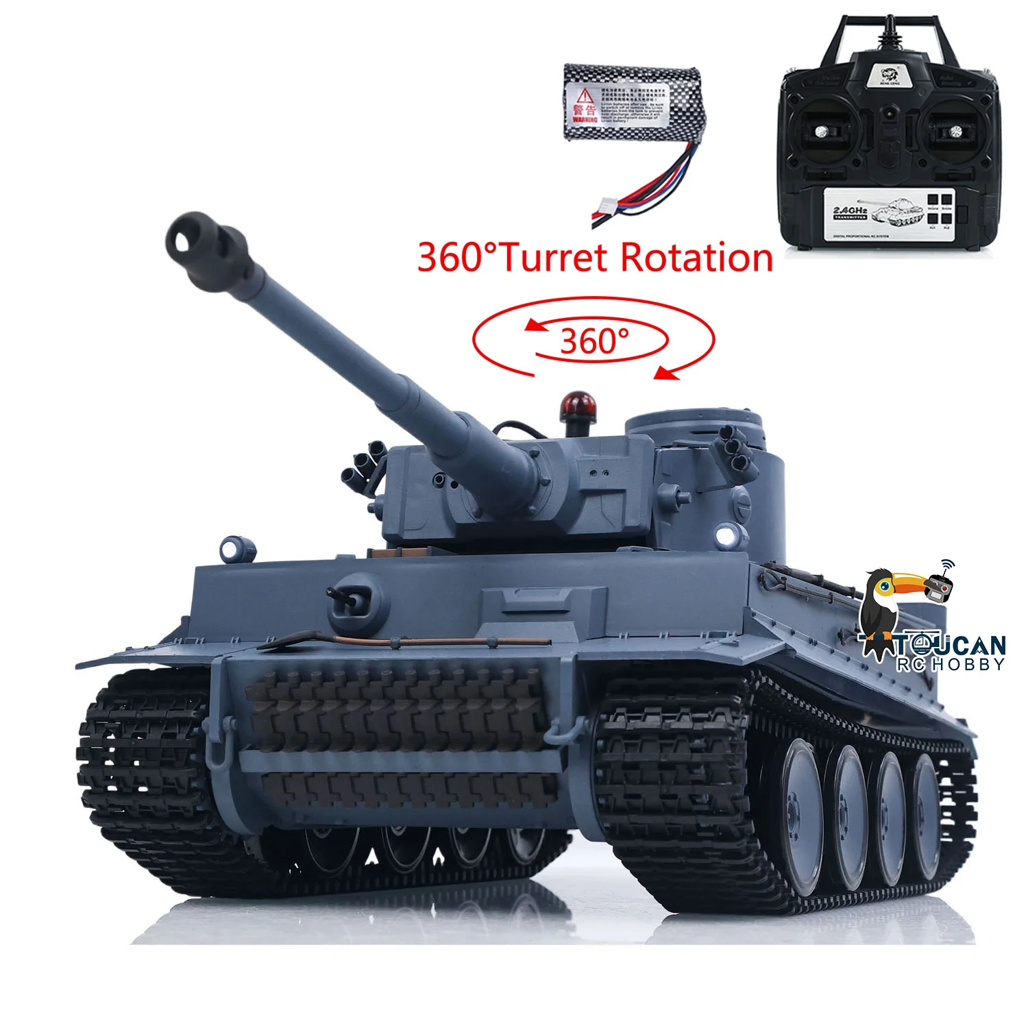 Char RC Tiger I 1/16 avec fumée, BB, combat IR - 2.4GHz