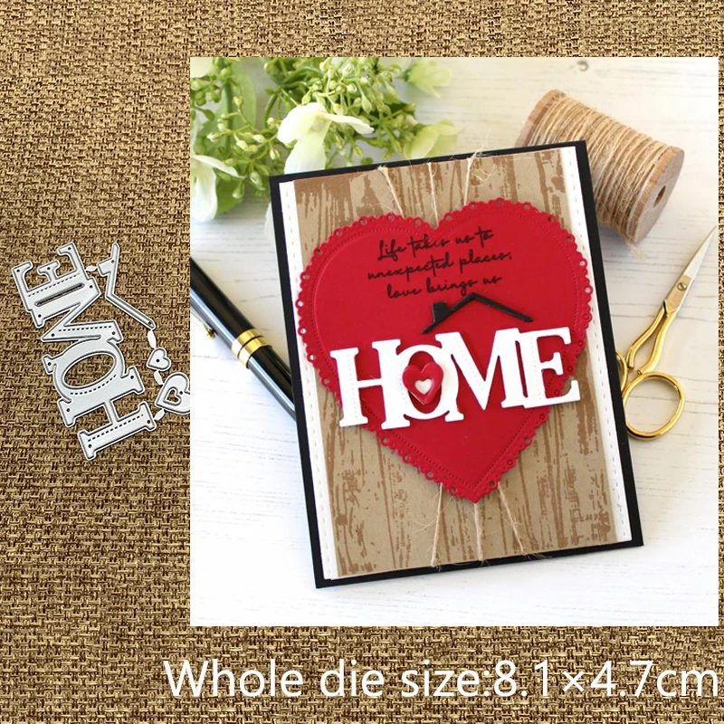 XLDesign 공예 금속 스텐실 금형 절단 다이, 벚꽃 홈 워드 스크랩북 다이 컷, 앨범 종이 카드 공예 엠보싱