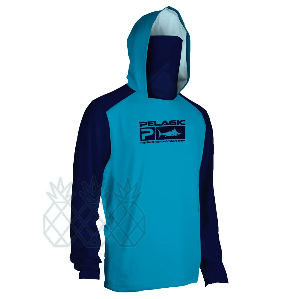 Camicia da pesca pelagica UPF 50+ Camicia da pesca con cappuccio da uomo con maschera UV T-shirt con cappuccio Abbigliamento da pesca Felpa con cappuccio Moisture787_voghion.com