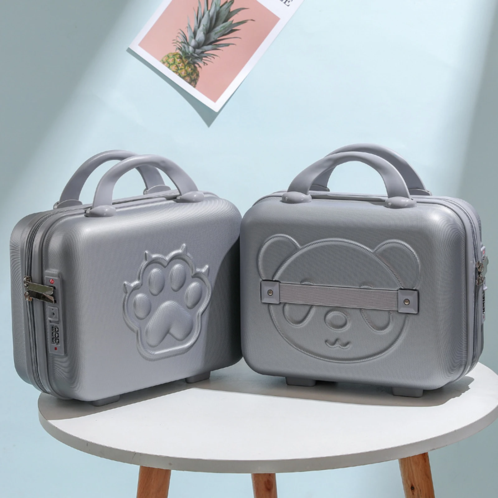 14 inch Small Bear Paw Suitcase Box with Handle Password Lock Mini Luggage Case for Travel Shoes Business Portable Laptops