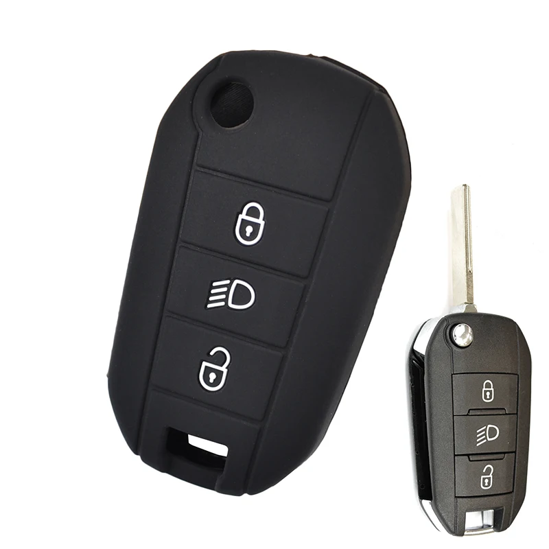 Car Remote Key Fob Shell Cover Case 3 Button Silicone Skin Holder For Peugeot 3008 208 308 508 408 2008 307 4008