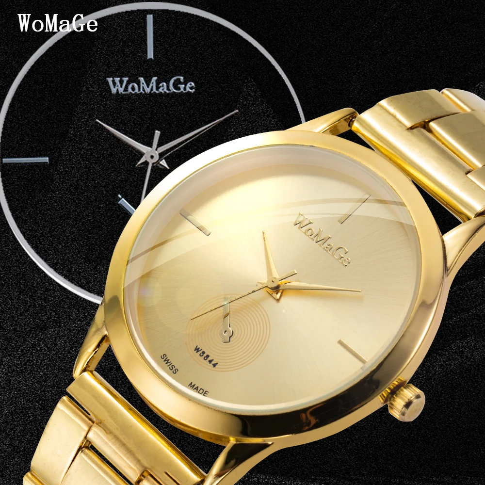 

WoMaGe Fashion Quartz Wristwatches Men Luxury Brand Simple Clock Women Dresses Watches Stainless Steel Strap montre homme reloj