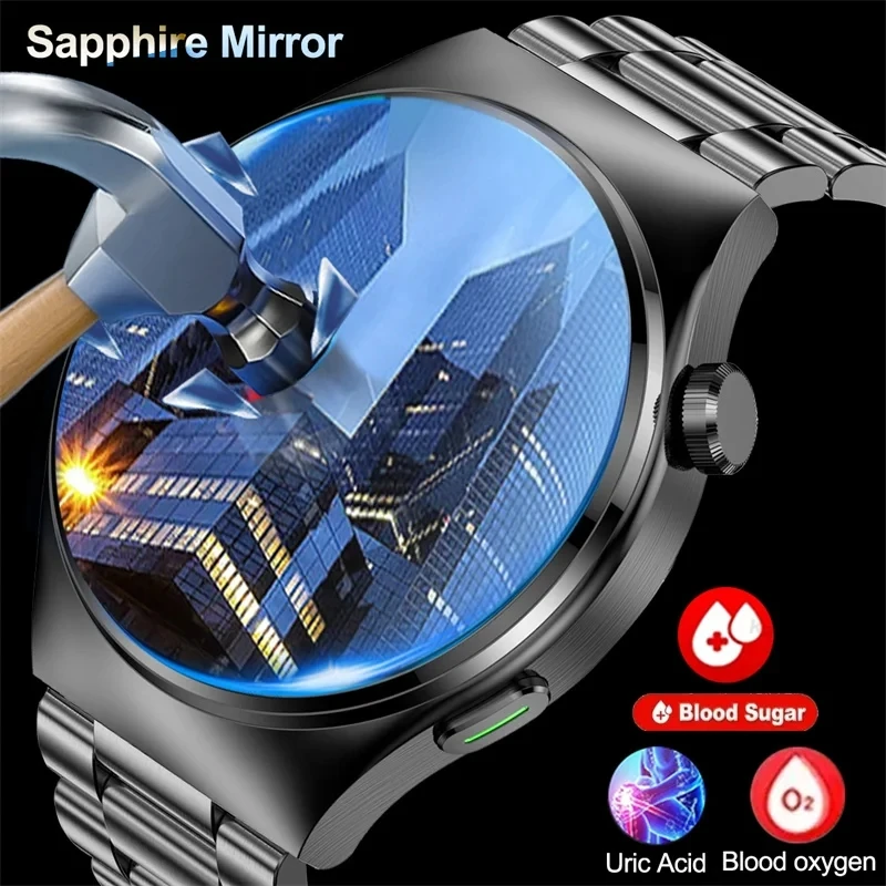 

2023 New Laser Treatment Three High Smart Watch Men Uric Acid Heart Rate Blood Sugar Health Tracker SmartWatch For Huawei Xiaomi
