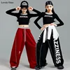 Girls K-pop Crop Top Cool Letters Sport Joggers Pants Girl Group Clothes Sets Children Hip Hop Streetwear Kids  Jazz Costumes 4