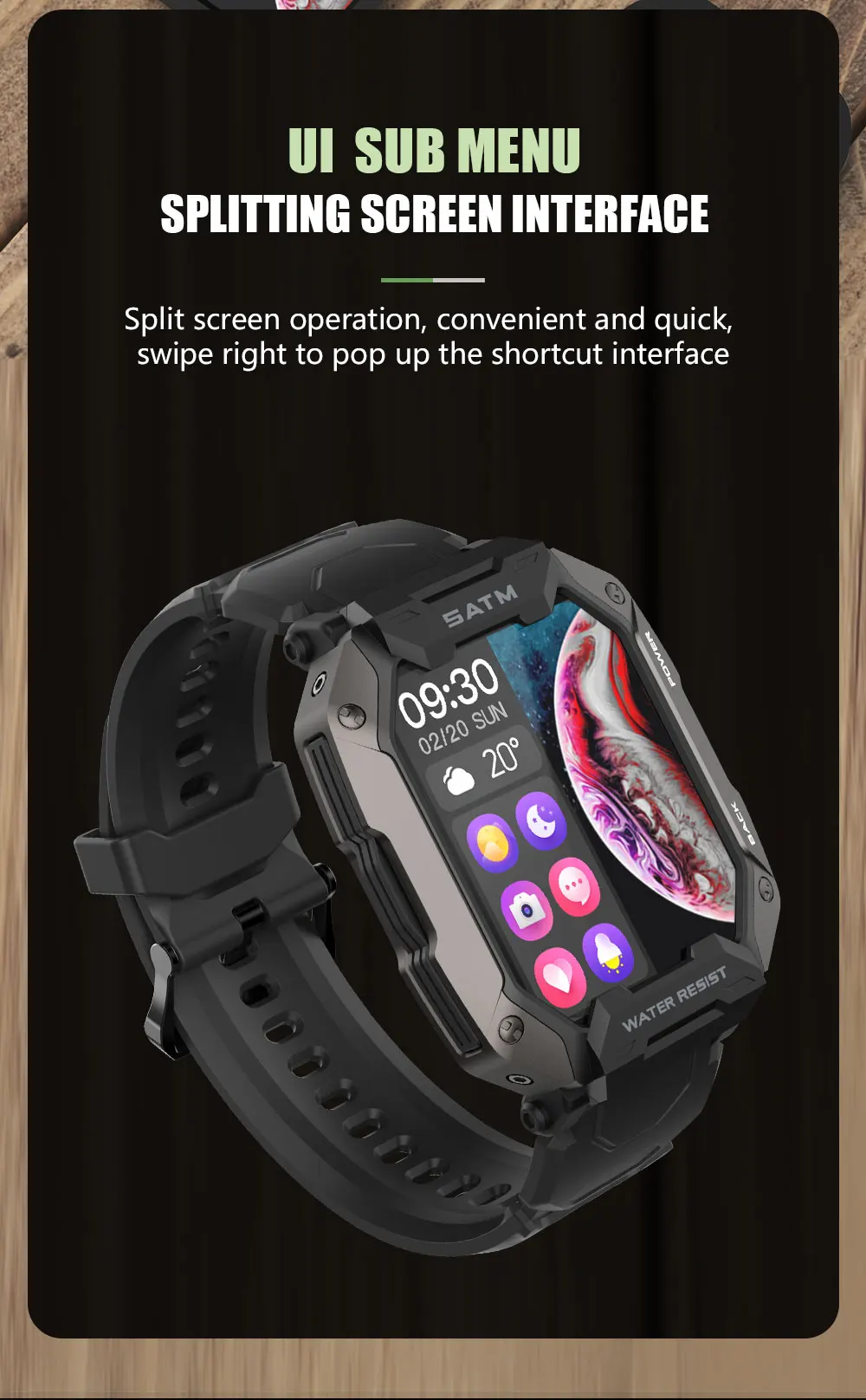 KALOSTE Smart Watch 2022 New Outdoor Sport Smart Watches Heart Rate Blood Pressure 5ATM Waterproof Bluetooth Smartwatch For Mens