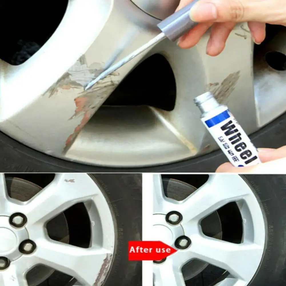 Wheel Repair Kit Wheel Rim Repair Paste Aluminum Alloy Wheel Hub Renovation Paint Brush Wheel Hub Repair Automobile Pen Silver Scratch Spray Paint