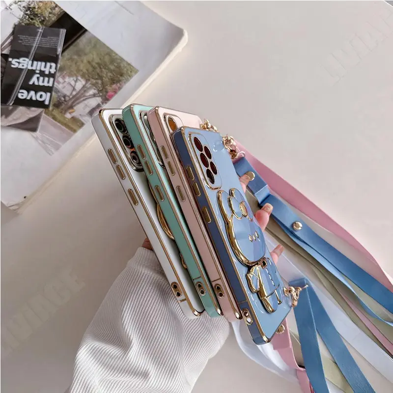 Mirror Rabbit Crossbody Lanyard Phone Case Cover