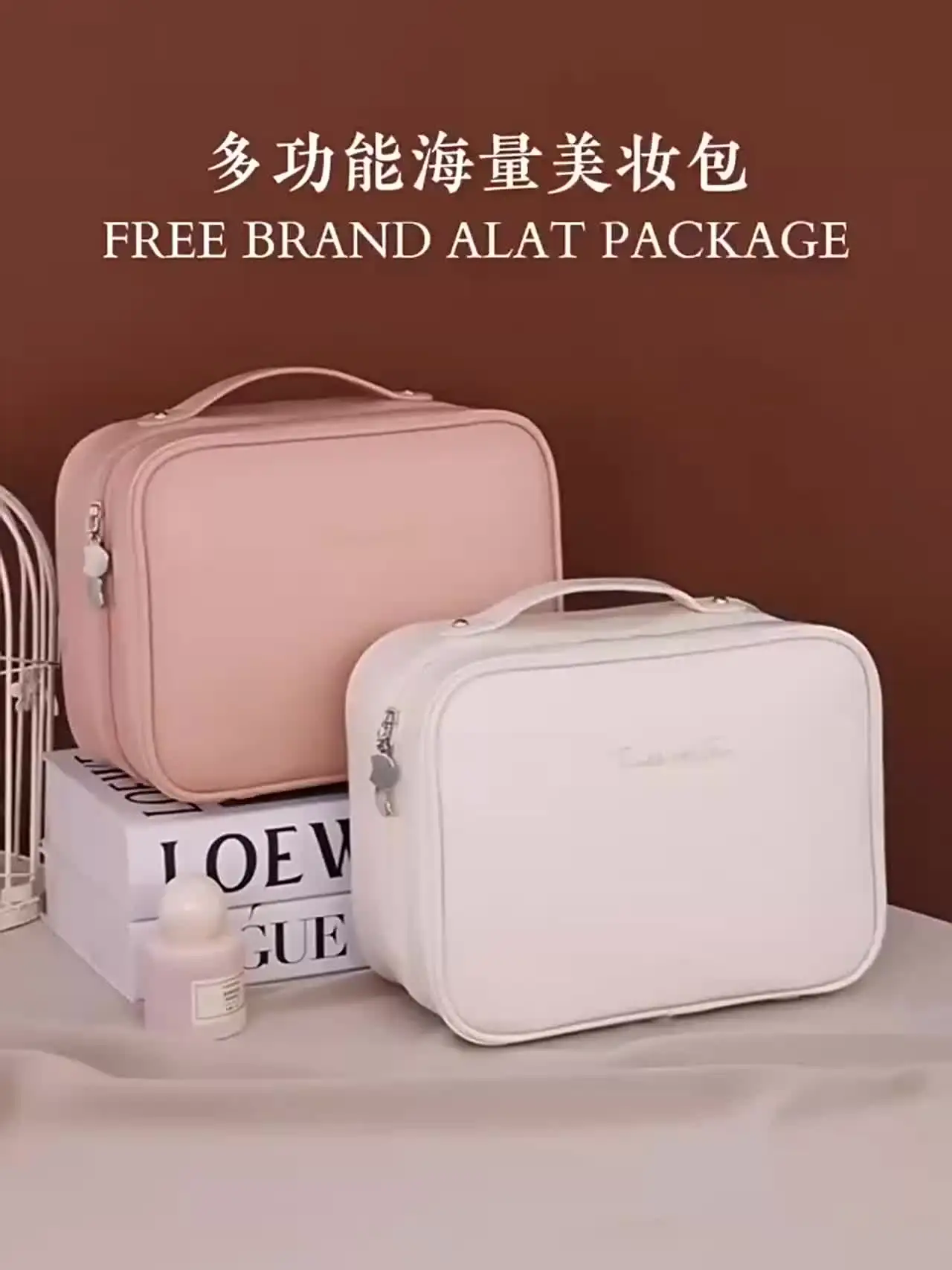 Trousse Trucco Doppio Strato In Cotone – Pieghevole, Lavabile, Antimacchia, 21x11x11 Cm, Motivi Floreali, Regalo Per Lei