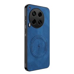 Luxury Leather Retro Business Men's Phone Case - Magnetic Sheepskin Back Cover for Tecno Camon 30 Pro (Blue)