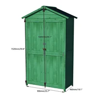 Outdoor 35.6"x 18.1"x 66.15" L Wood Storage Shed, Garden Tool Cabinet with Waterproof Asphalt Roof, Double Doors, Multiple-tier 2