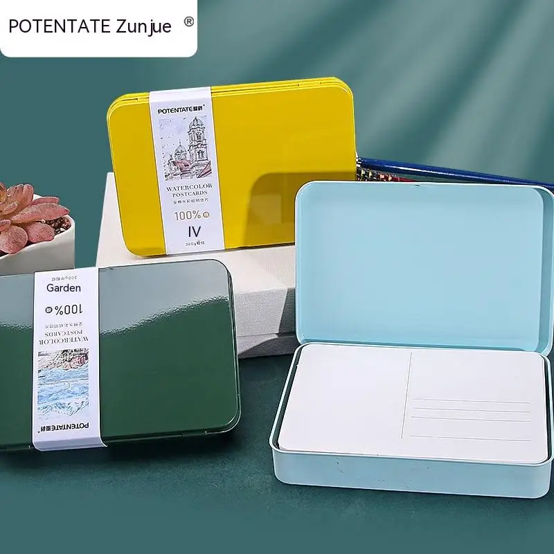 

Potentate Postcard Watercolor Paper 100% Cotton 24 Sheets A6 Travel Water Color Painting Papers Tin Packaging Art Supplies