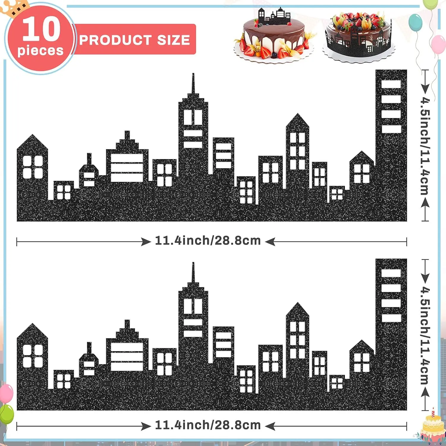 5 Stück szenisches Thema Kuchen Grenze Dekoration Kuchen Seite Grenze Stick oder lag auf Kuchen deckel Geburtstags torte Dekor Zubehör für Party – Detail 2