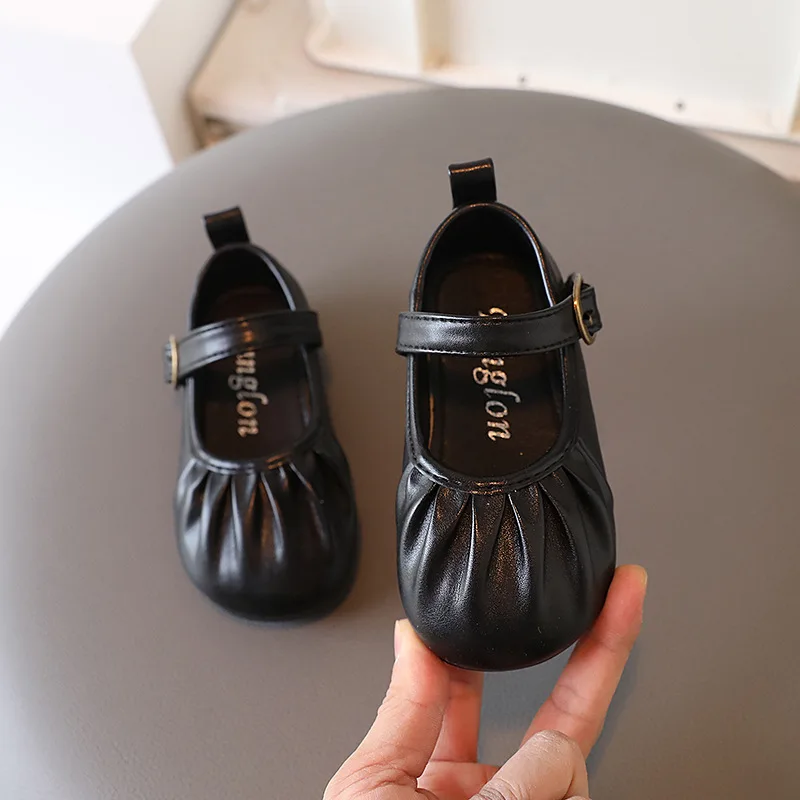 Leather Shoes Mary Jane Shoes Girls Flats Spring Autumn Children&rsquo;s Leather Shoes Breathable Girls&rsquo; Flat Shoes Causal Simple Style Versatile Non-slip Kids Mary Jane