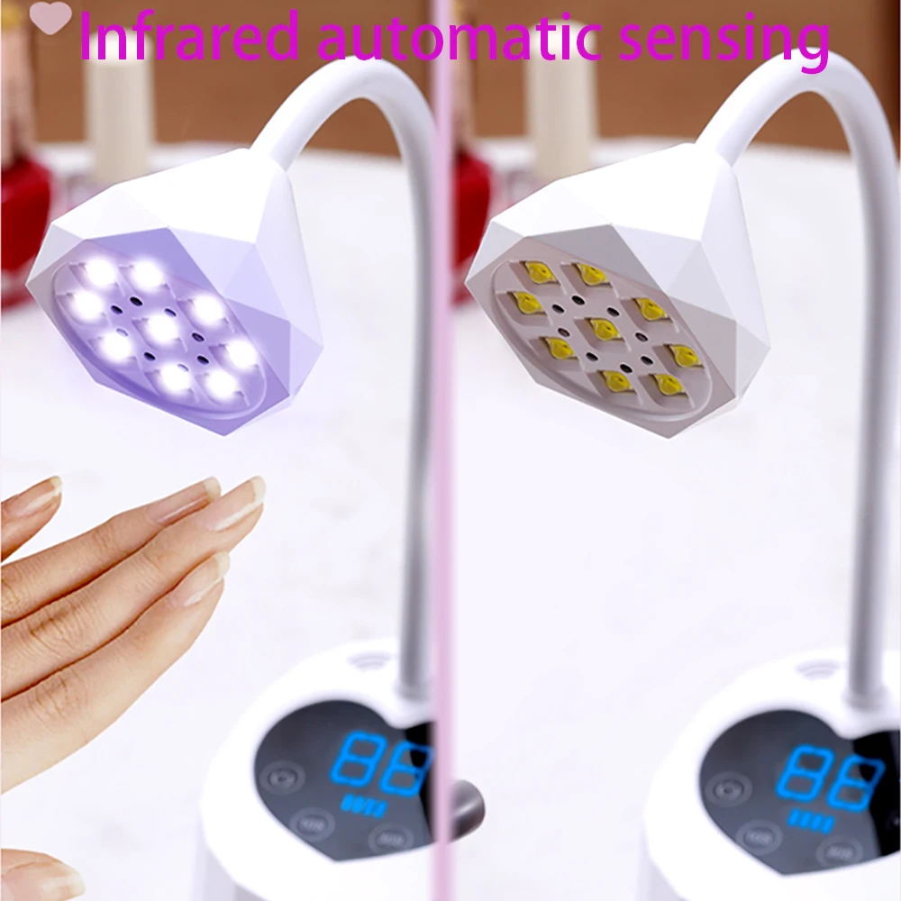 Wireless Nail Lamp LED UV Nail Dryer Rechargeable Auto Sensing Touch Control Fast Drying Nail Light 360° Bendable Table Lamp 5