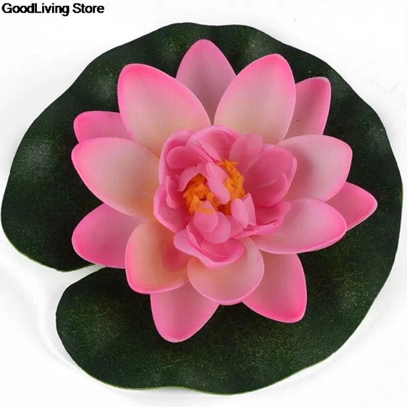 Eva Plastic 10cm Artificial Lotus Water Lily Floating Flower Pond Tank Plant Ornament Home Garden Pond Decoration 1PC