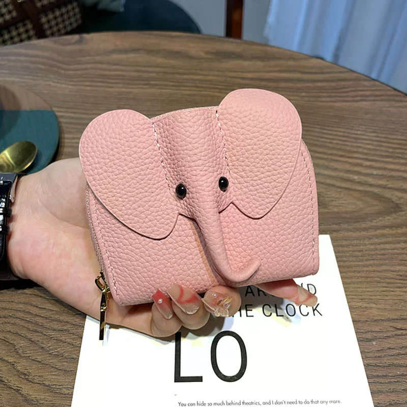 Portamonete in Pelle PU a Forma di Elefantino, Ciondolo per Borsa da Donna, Porta Carte Creativo, Porta Rossetto, Bustina con Cerniera per Contanti - immagine 3