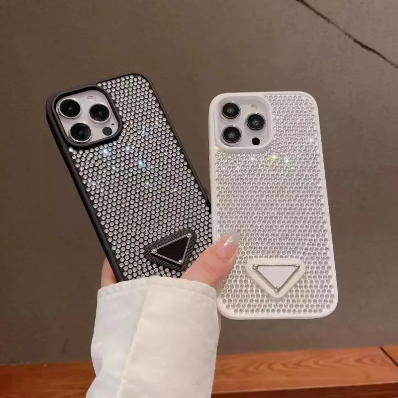 PR22 Luxury Bling Bling Phone Case For iPhone 14 Plus 13 15 12 11 Pro Max Glitter Stone Diamond Shiny Full Protect Back Cover