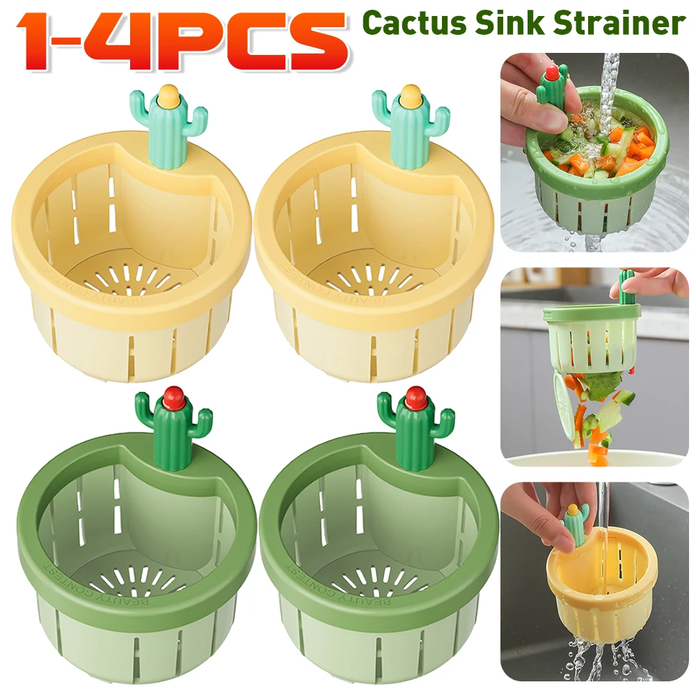 Sink Strainer Kitchen Sink Strainer 1-4pcs Cactus Sink Strainer Kitchen Drain Hair Catcher Food Strainer Basket Accessories