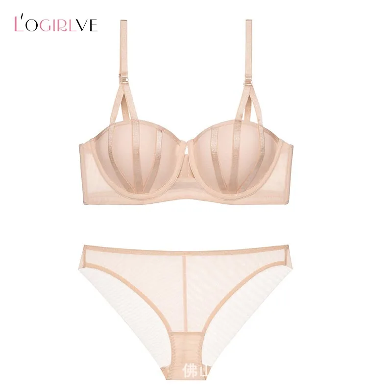 Logirlve Push Up Bra Set Sexy Brassiere Padded Thick B C D Cup