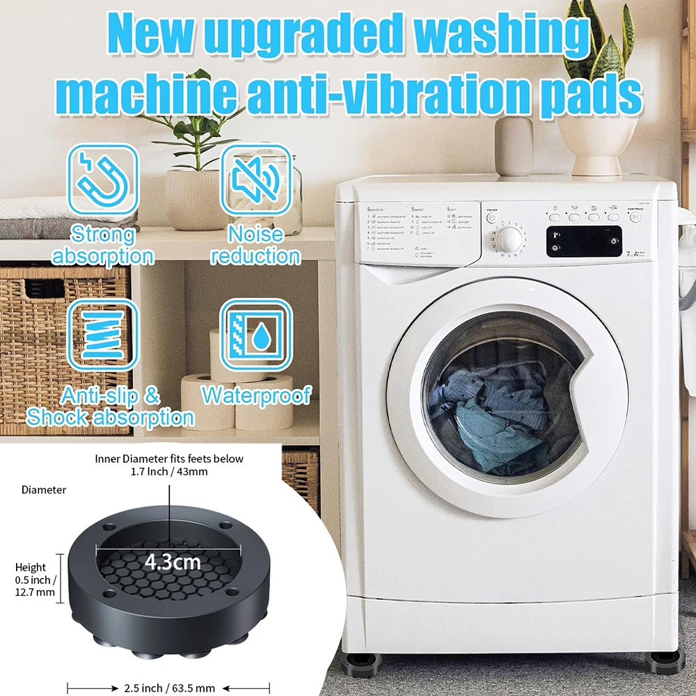 Anti Vibratie Voeten Pads Rubber Mat Slipstop Stille Universele Wasmachine Ondersteuning Wasmachine Voetkussentjes Beschermt