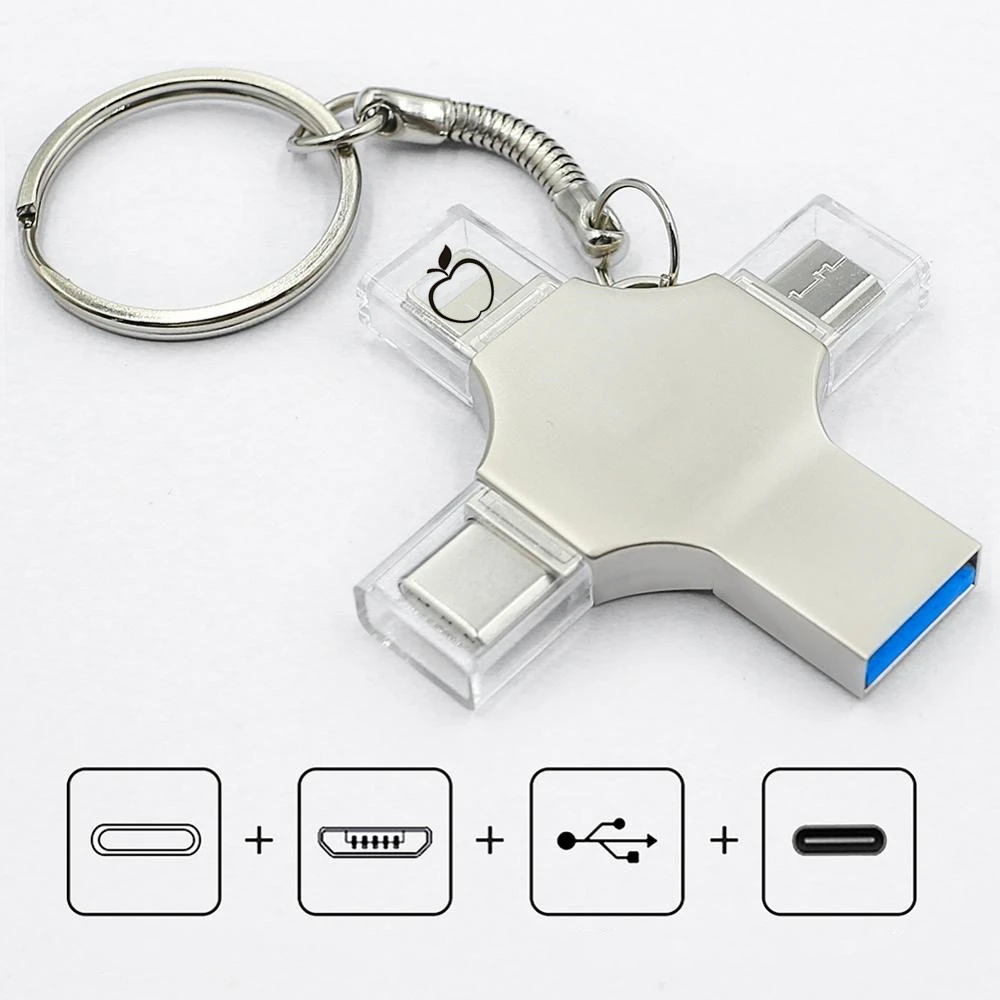 4 in 1 USB Flash Drive that works with almost any smart device 