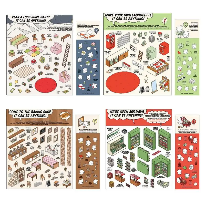 Three-dimensional Cabin Stickers Miniature Scene Stickers Scrapbooking Decorative Material gift for Card Lover