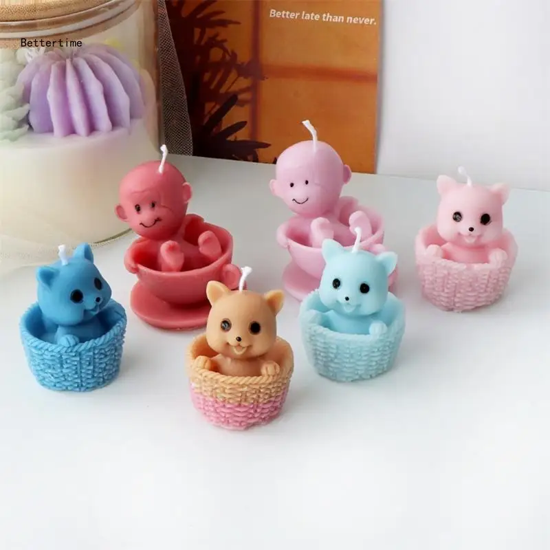 

B36D силиконовая форма кошка/обезьяна свеча гипсовая форма штукатурка украшение для вечеринки для офиса