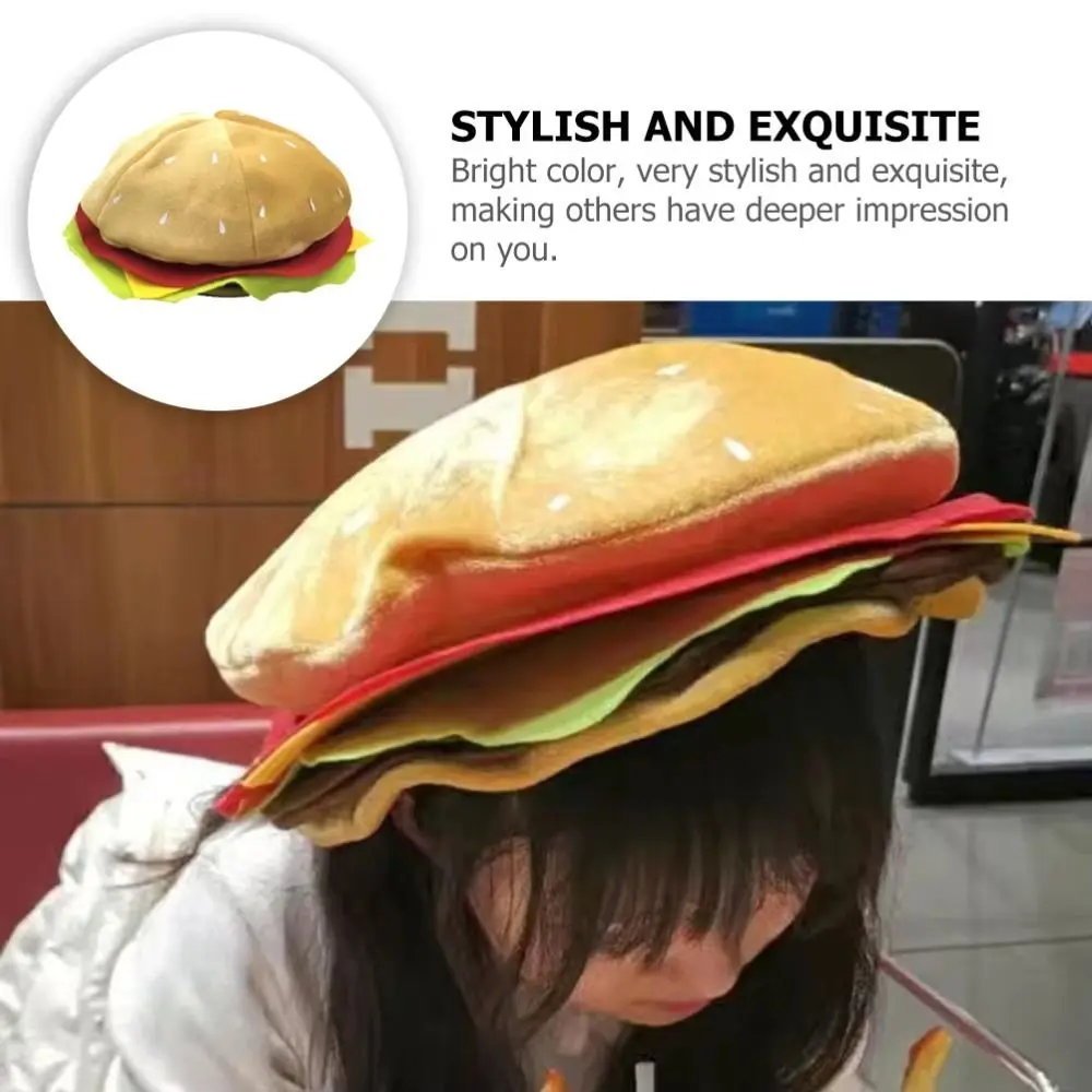 Creativity Decorative Burger Hat Comfortable Cute Burger Headgear Unisex Funny Performance Prop Hat Party Costume Accessories