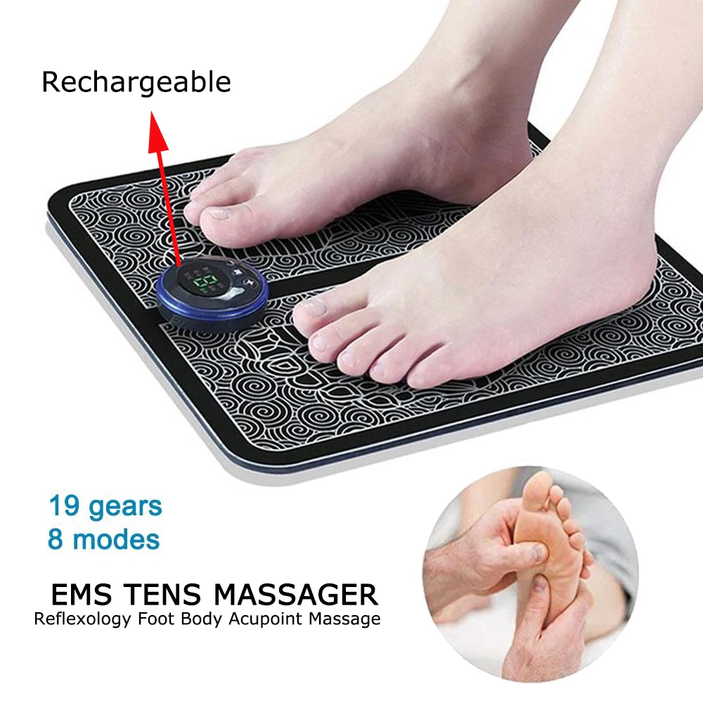 Ems Foot Massager Pad Riflessologia Piede Acupoint Massaggio Stimolazione Muscolare Migliora La Circolazione Sanguigna Sollievo Dal Dolore Ricarica Us