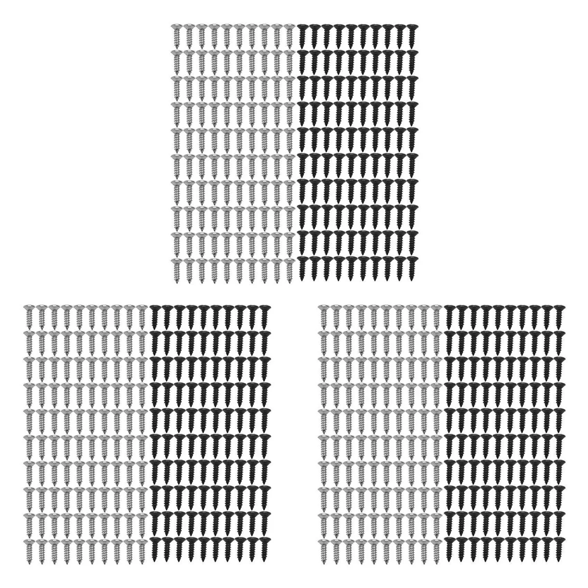 BAAU 600 Piece Bass and Guitar Pickguard Mounting Screws Scratch Plate, Silver and Black