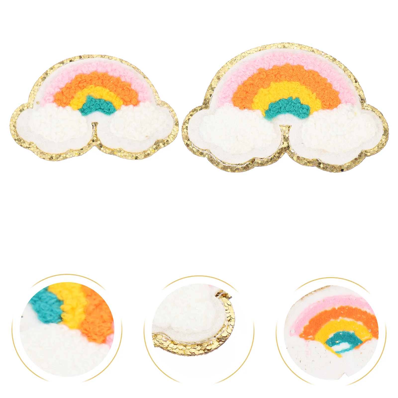 

8 Pcs Applique Rainbow Patch Gold Decor DIY Clothing Patches Chenille Designed Embroidery